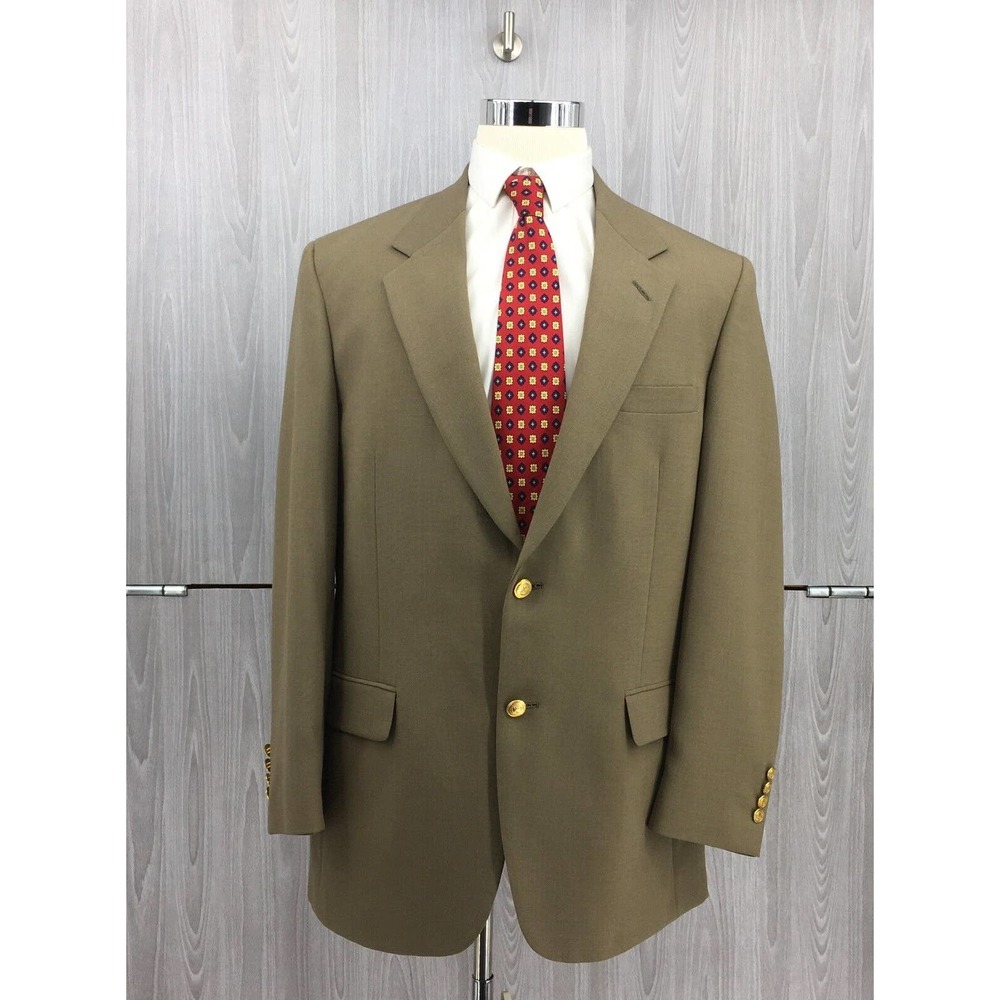 WIMBLEDON OF ENGLAND Men's GOLD TONE‎ BUTTON BLAZER Sz 42L